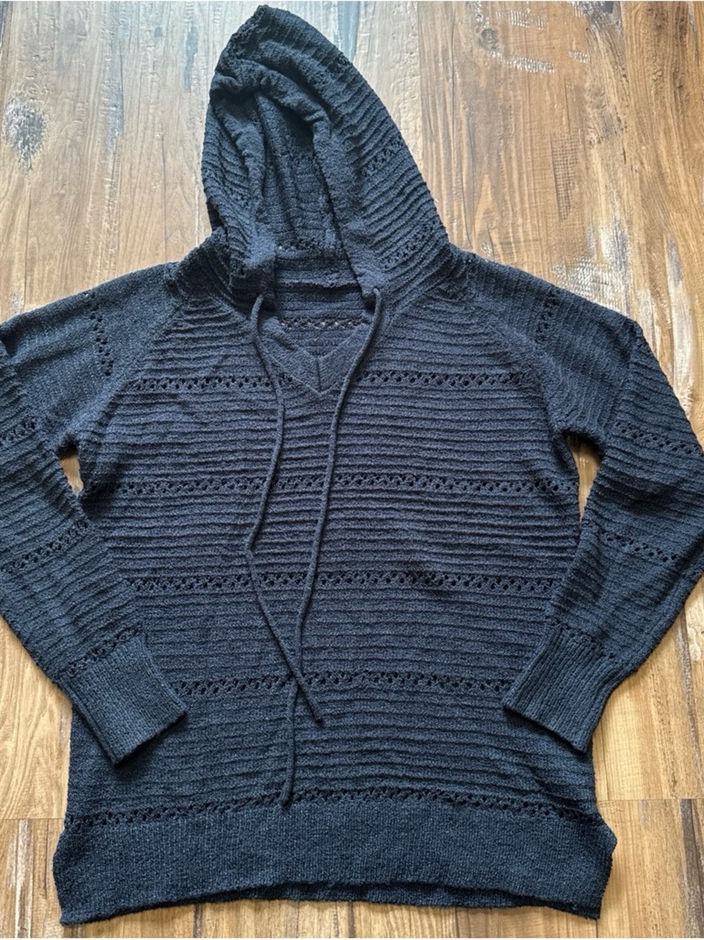 Navy Hooded Knit Sweater